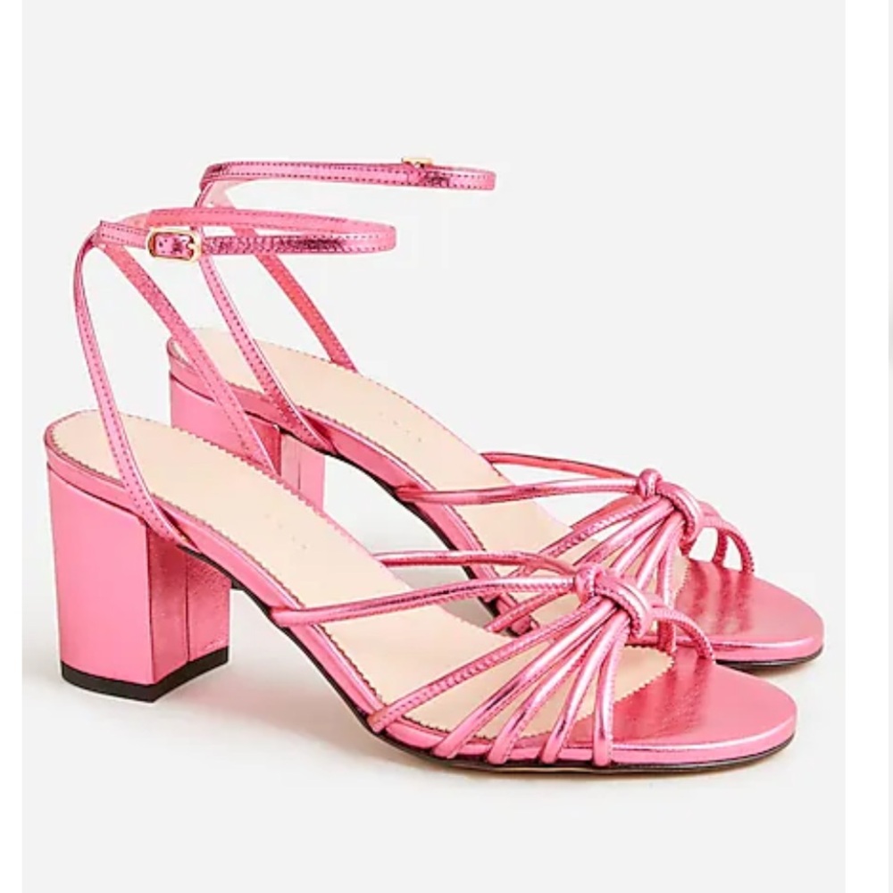 Shiny pink metallic sandals - like new!
